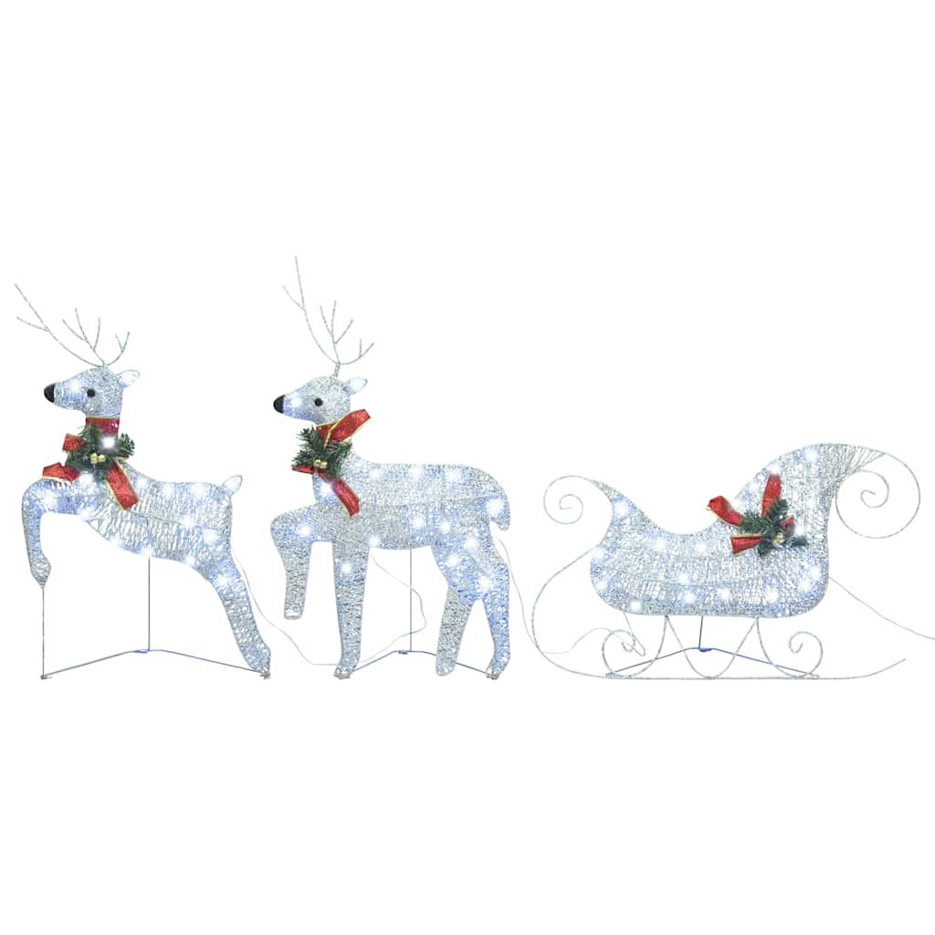 vidaXL Kerstdecoratie rendieren en slee 60 LED's goudkleurig