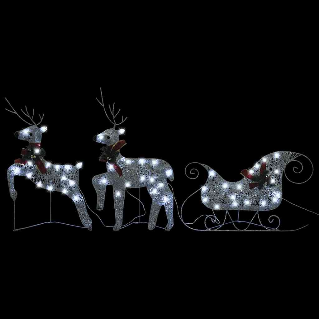 vidaXL Kerstdecoratie rendieren en slee 60 LED's goudkleurig