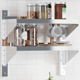 vidaXL Wandschap 2-laags 100x40x60 cm roestvrijstaal zilverkleurig