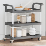 vidaXL Trolley 3-laags 81x41x92 cm aluminium zwart