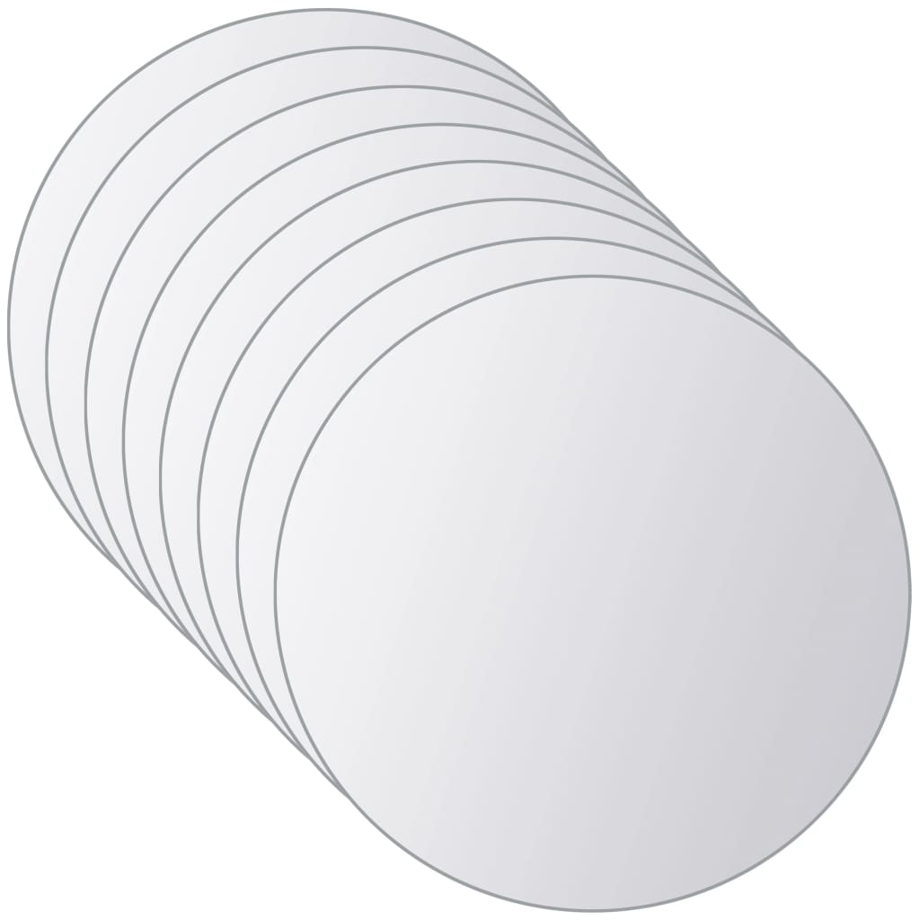 vidaXL 8 pcs Mirror Tiles round glass