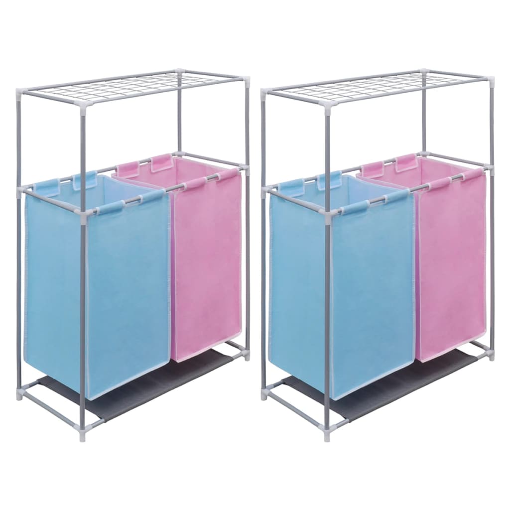 vidaXL Laundry Sorter 2-Compartment with Top Shelf for Drying