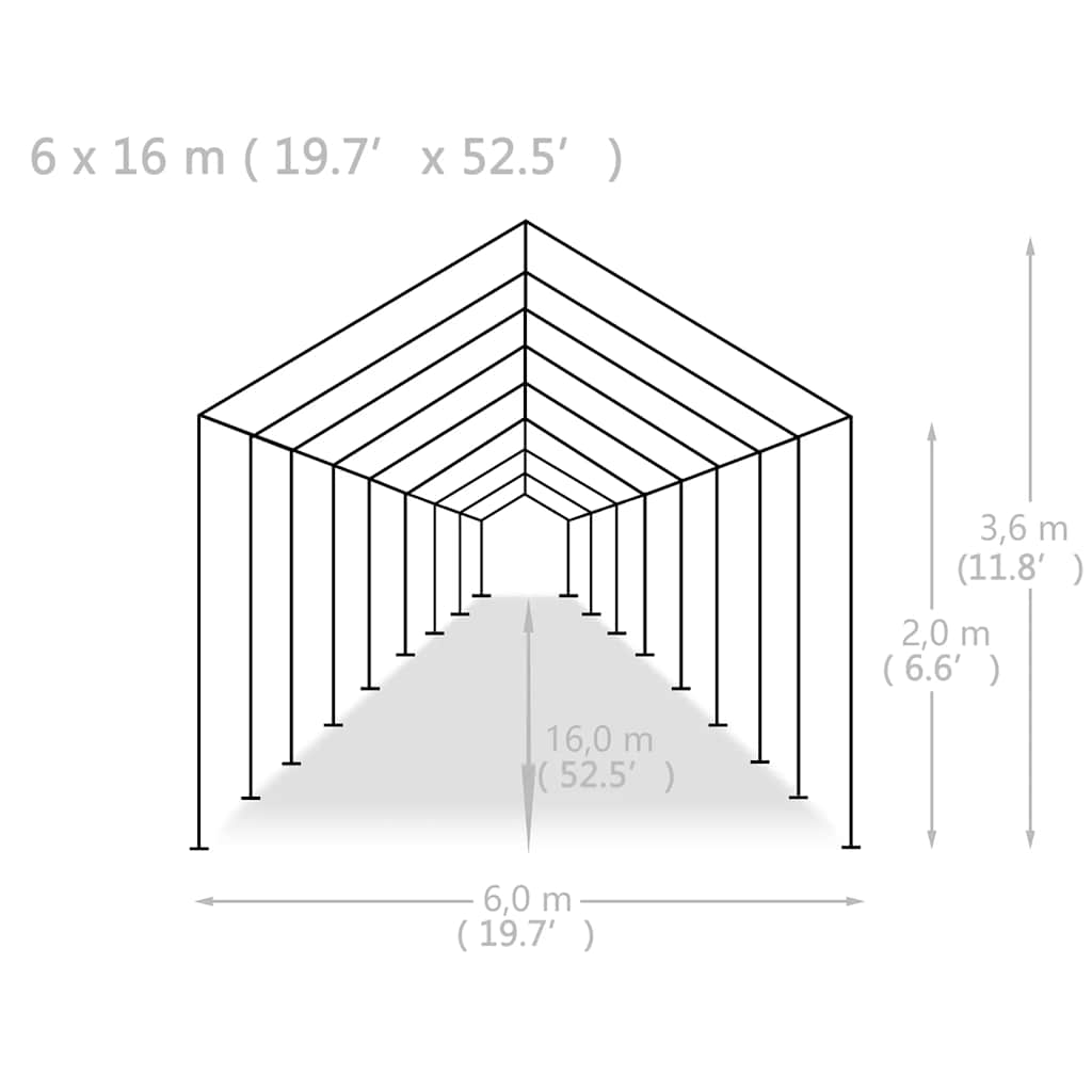 vidaXL Partytent 6x16 m PE wit