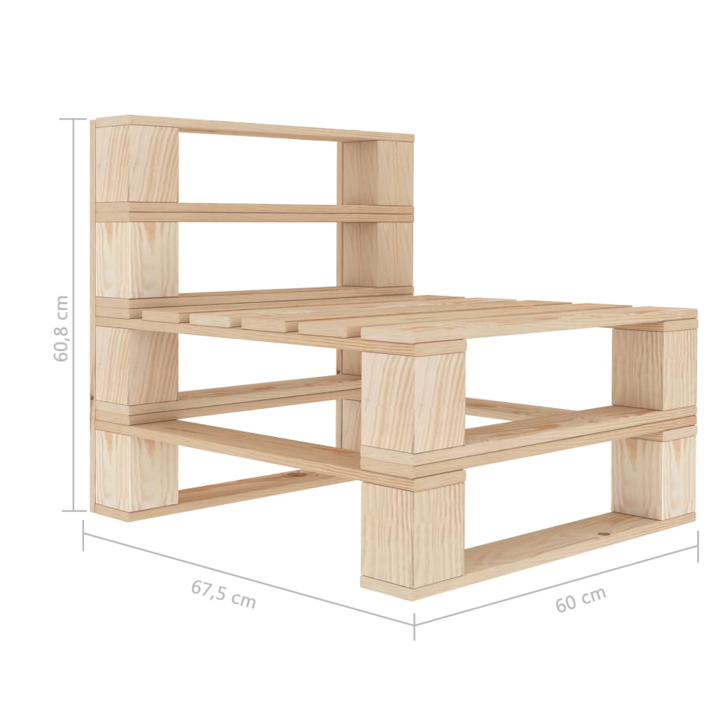 vidaXL Tuinmiddenbank met zwarte kussens pallet hout