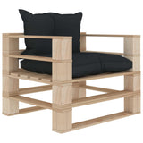 vidaXL Tuinbank met zwarte kussens pallet hout