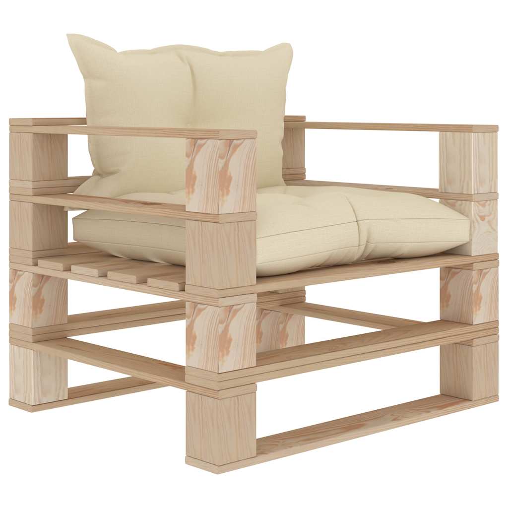 vidaXL Tuinbank met zwarte kussens pallet hout