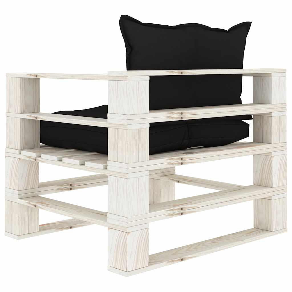 vidaXL Tuinbank met zwarte kussens pallet hout