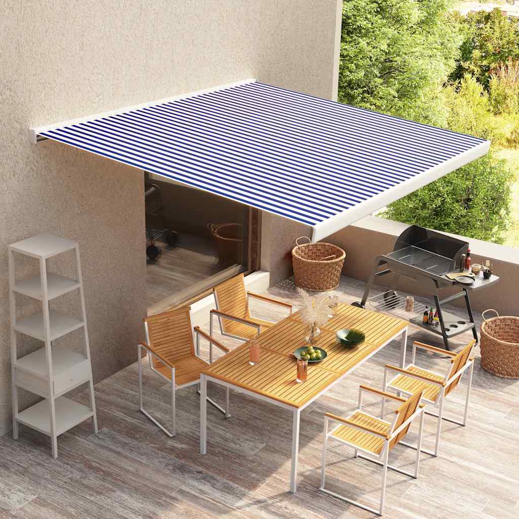 vidaXL Luifel gemotoriseerd 350x250 cm blauw en wit