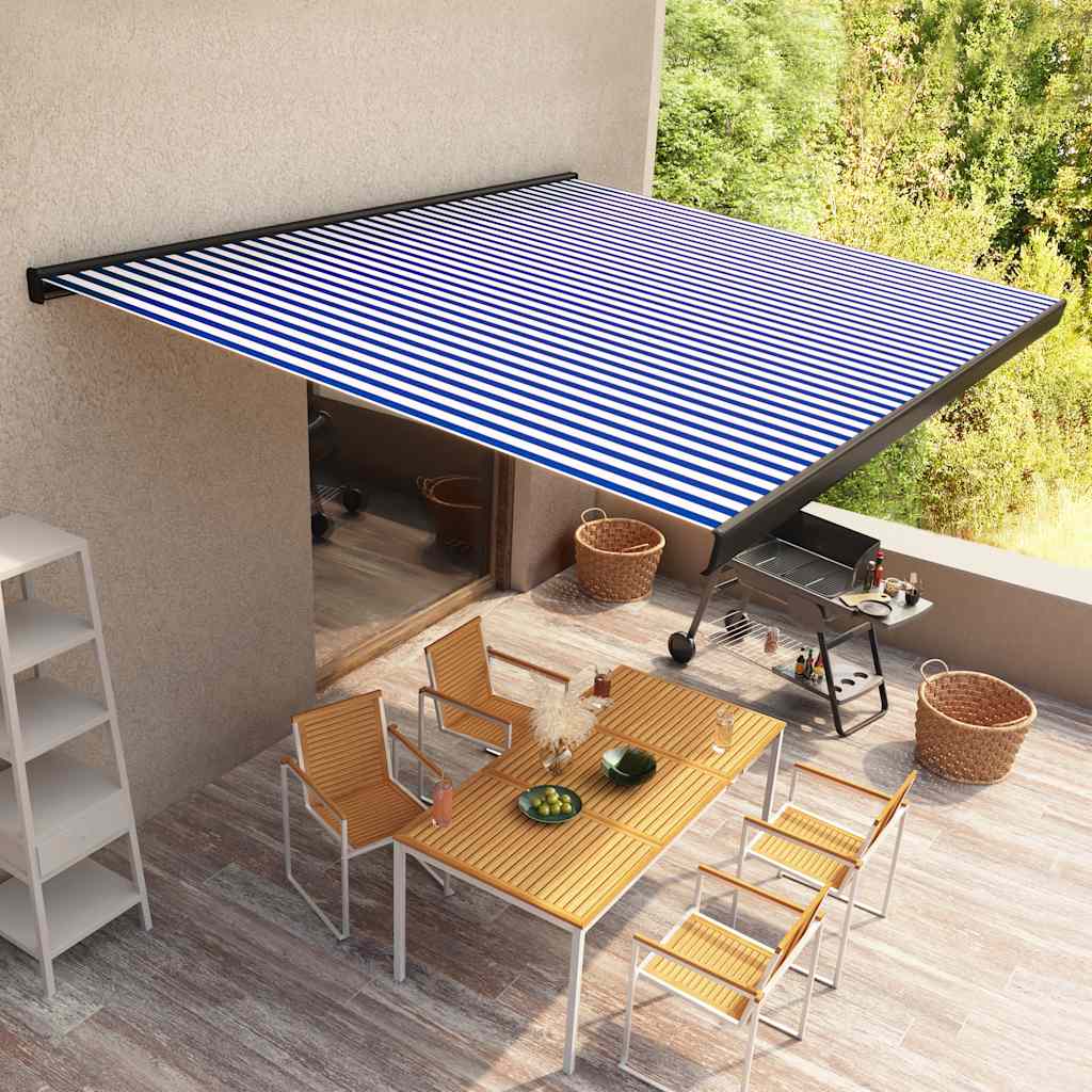 vidaXL Luifel gemotoriseerd 350x250 cm blauw en wit