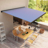 vidaXL Luifel gemotoriseerd 350x250 cm blauw en wit