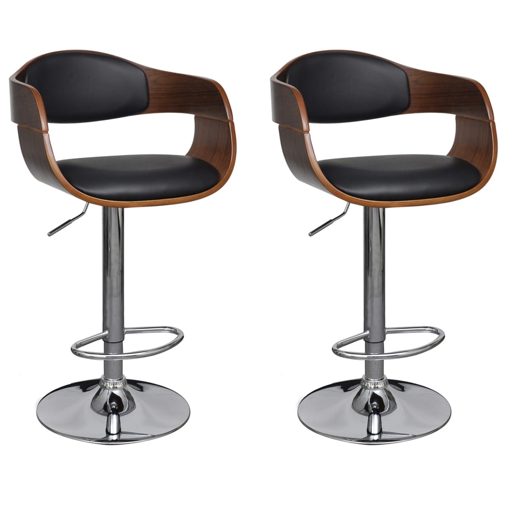 vidaXL Bar Stool Bent Wood and Faux Leather