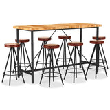vidaXL 9-piece Bar Set Solid Acacia Wood, Real Leather and Canvas