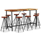 vidaXL 9-piece Bar Set Solid Acacia Wood, Real Leather and Canvas
