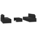 vidaXL 5-piece Lounge Set poly rattan black