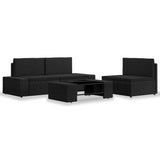vidaXL 4-Piece Poly Rattan Lounge Set Black