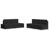 vidaXL 4-Piece Poly Rattan Lounge Set Black