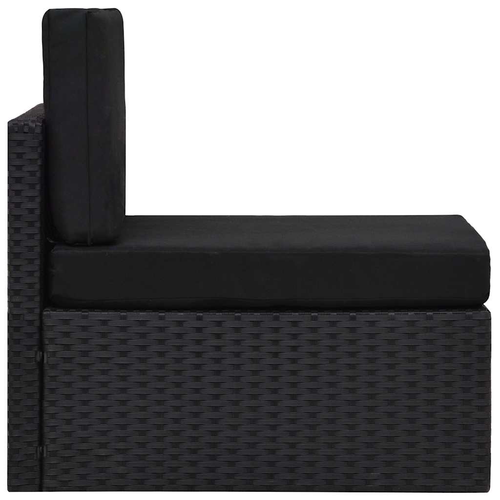 vidaXL 4-Piece Poly Rattan Lounge Set Black