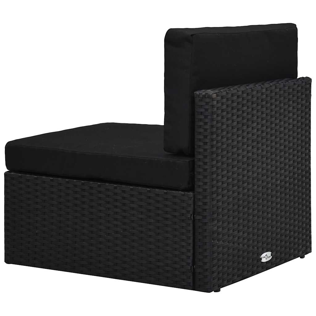 vidaXL 4-Piece Poly Rattan Lounge Set Black