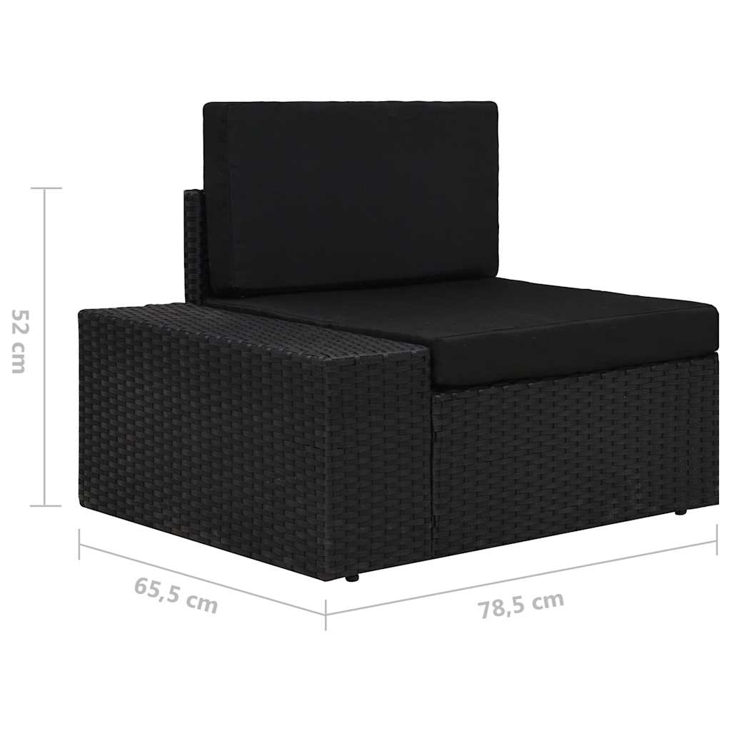 vidaXL 4-Piece Poly Rattan Lounge Set Black