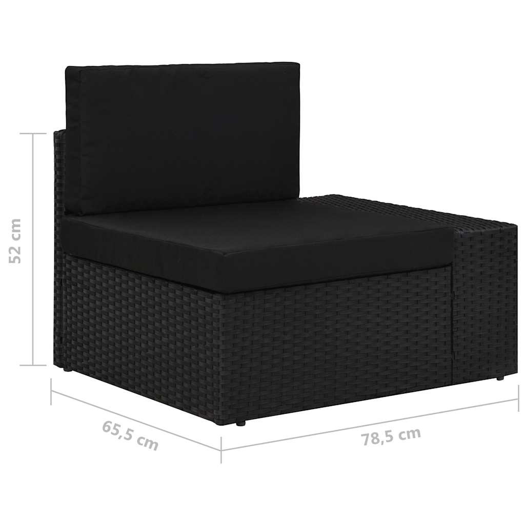 vidaXL 4-Piece Poly Rattan Lounge Set Black