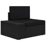 vidaXL 4-Piece Poly Rattan Lounge Set Black