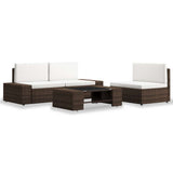 vidaXL 4-Piece Poly Rattan Lounge Set Black