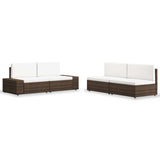 vidaXL 4-Piece Poly Rattan Lounge Set Black