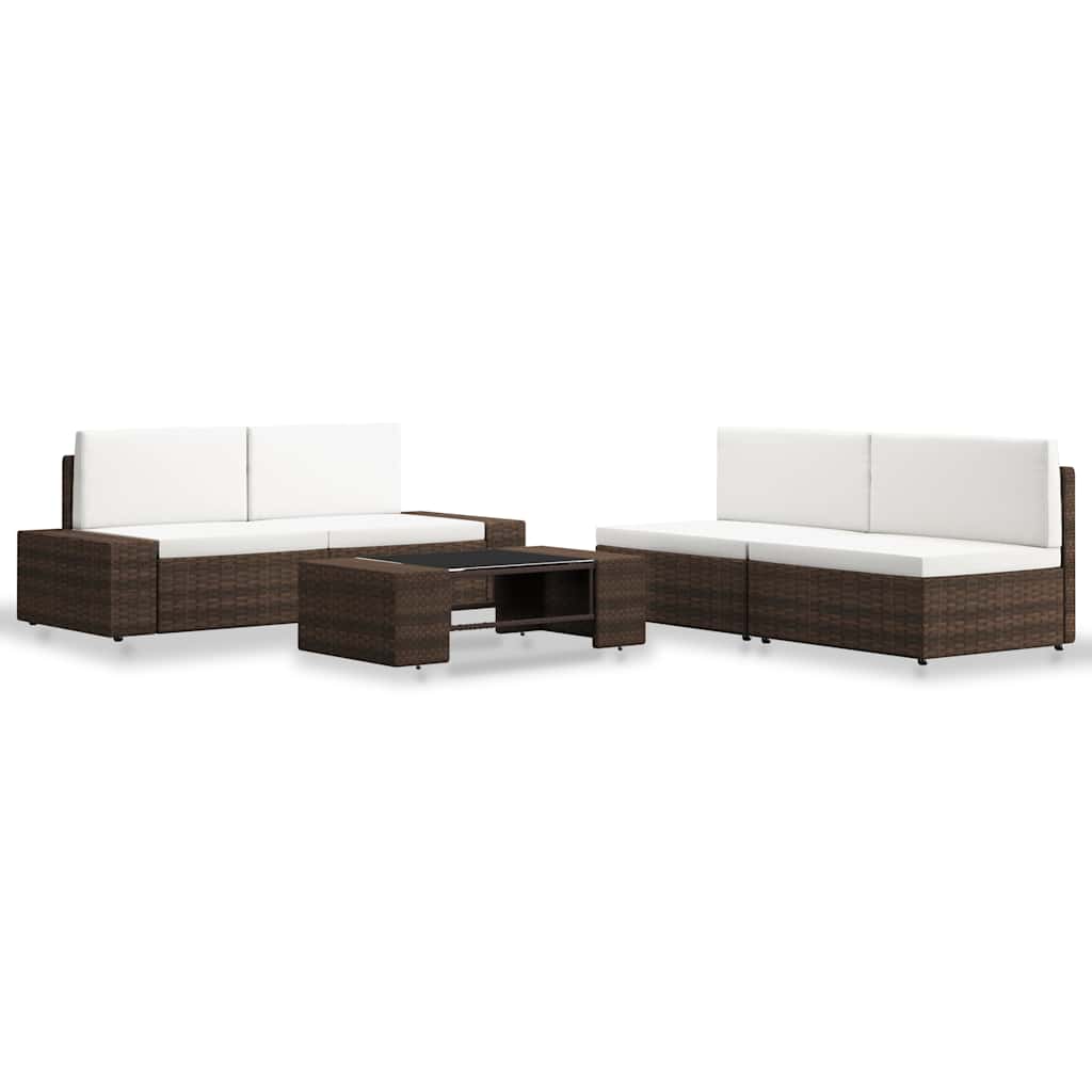 vidaXL 5-delige Loungeset poly rattan zwart