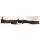 vidaXL 5-delige Loungeset poly rattan zwart