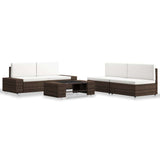 vidaXL 5-delige Loungeset poly rattan zwart