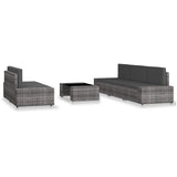 vidaXL 6-delige Loungeset poly rattan zwart
