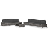 vidaXL 8-Piece Lounge Set Poly Rattan Black