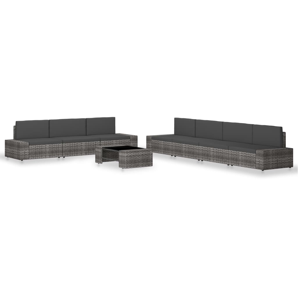 vidaXL 8-Piece Lounge Set Poly Rattan Black