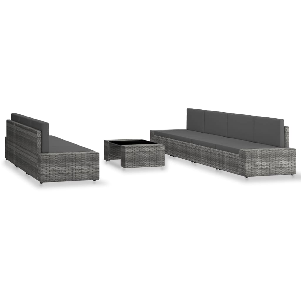 vidaXL 8-Piece Lounge Set Poly Rattan Black