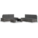 vidaXL 5-delige Loungeset poly rattan zwart