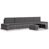 vidaXL 5-delige Loungeset poly rattan zwart