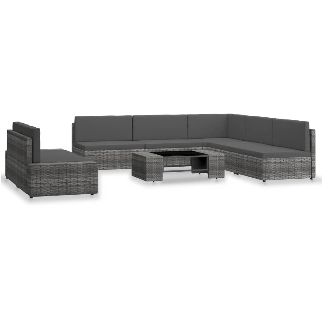 vidaXL 7-delige Loungeset poly rattan bruin