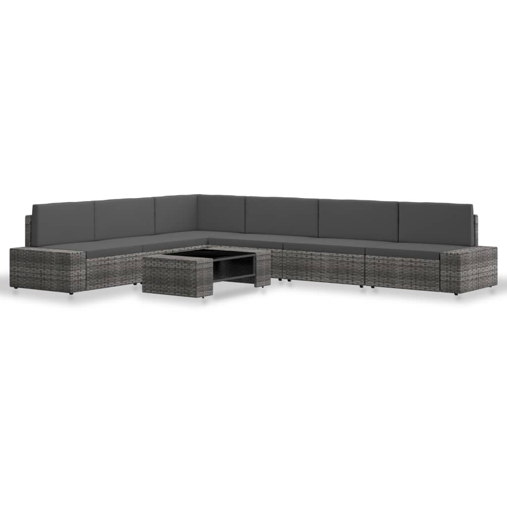 vidaXL 7-delige Loungeset poly rattan bruin