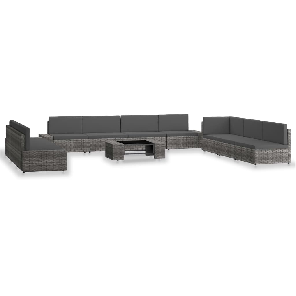 vidaXL 10-delige Loungeset poly rattan bruin