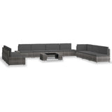 vidaXL 10-delige Loungeset poly rattan bruin