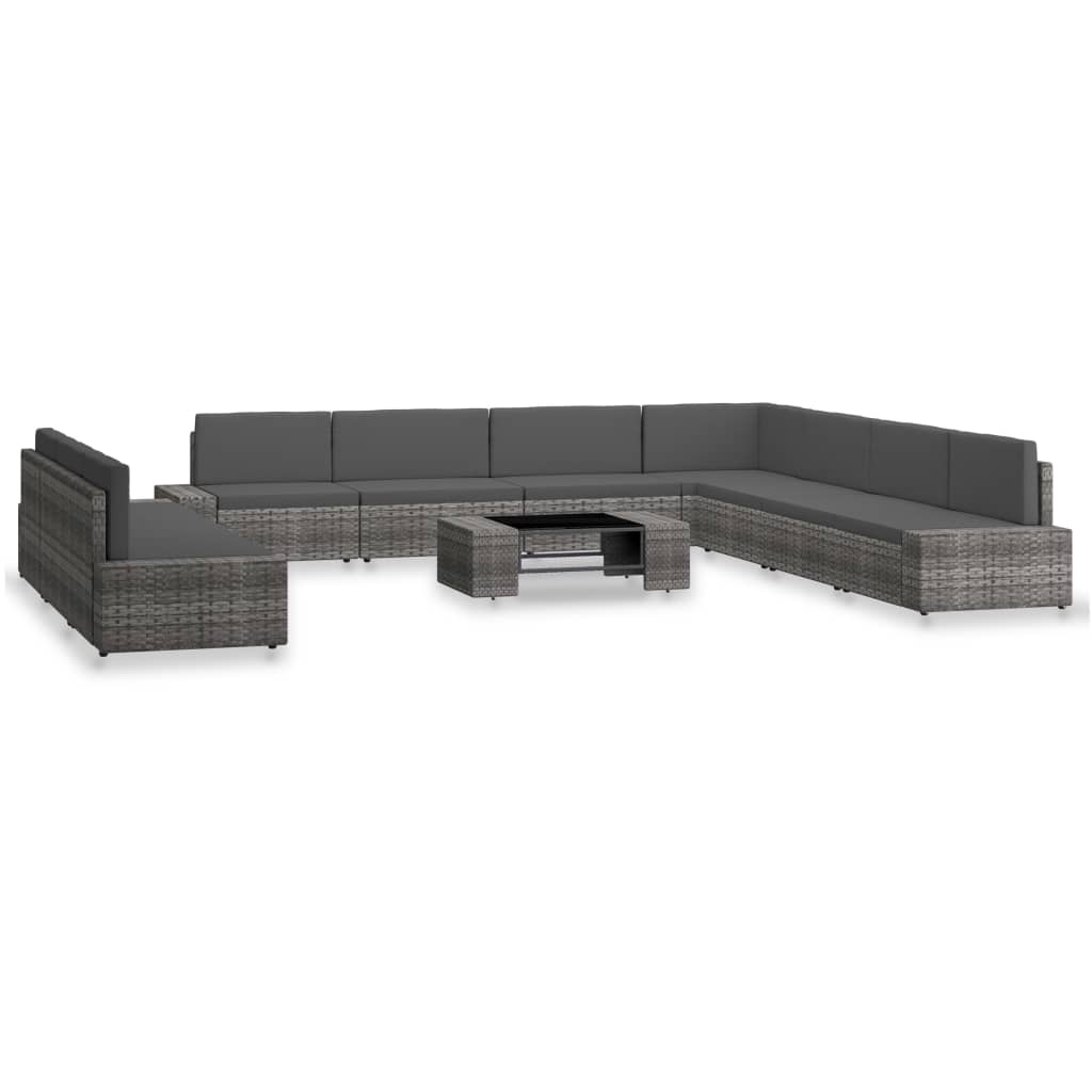 vidaXL 10-delige Loungeset poly rattan bruin