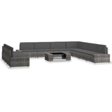 vidaXL 10-delige Loungeset poly rattan bruin