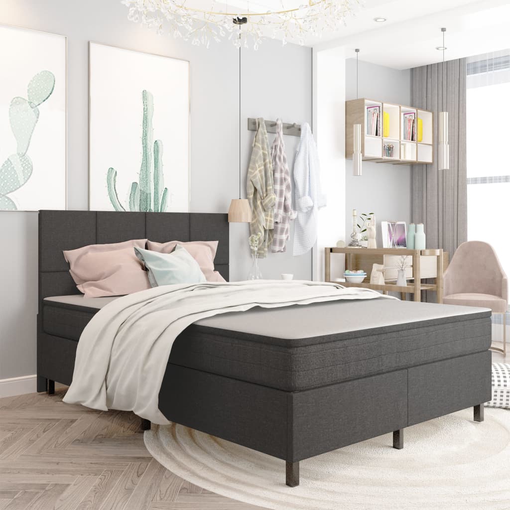 vidaXL Boxspring en bois gris 140x200 cm