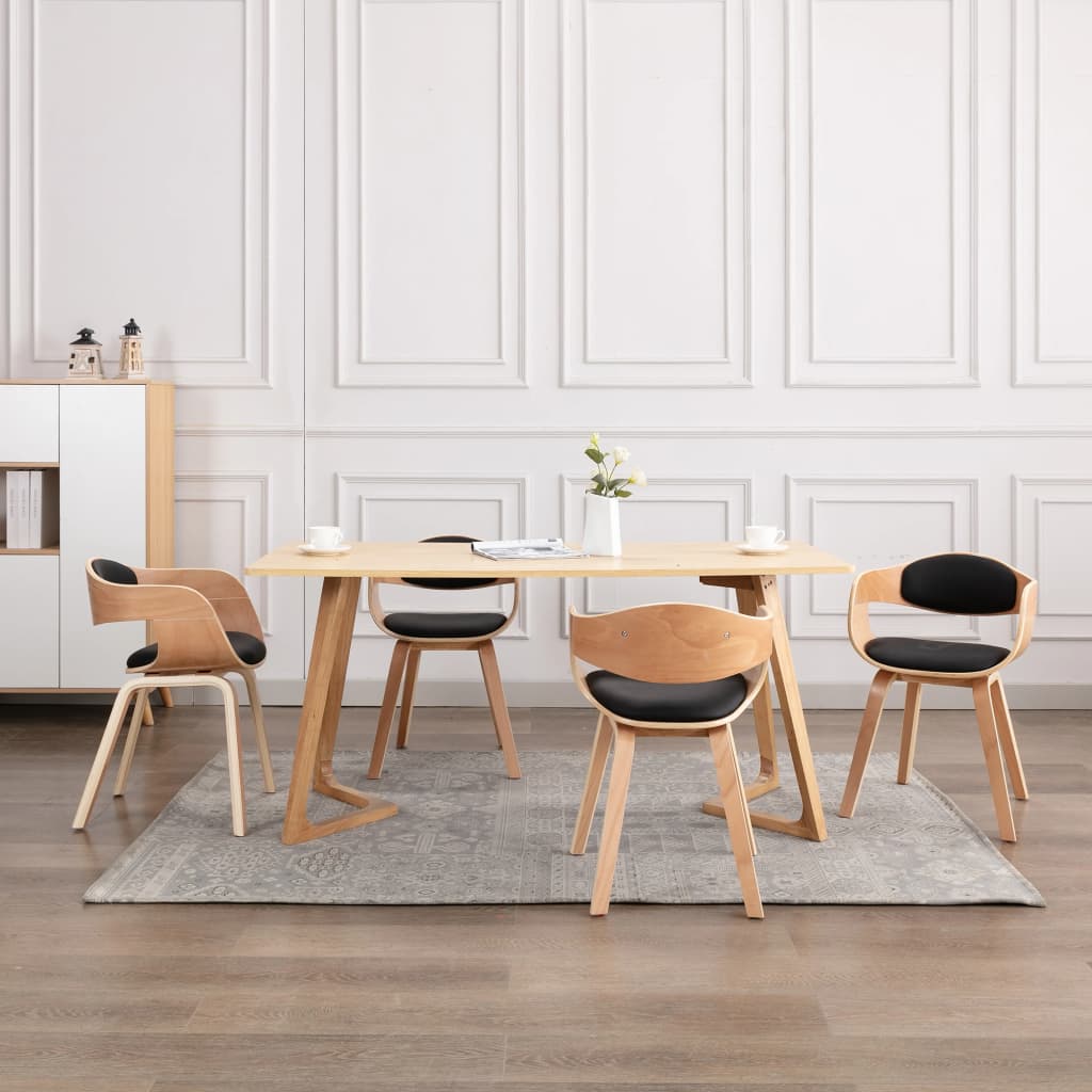 vidaXL Eetkamerstoelen 2 st gebogen hout en kunstleer
