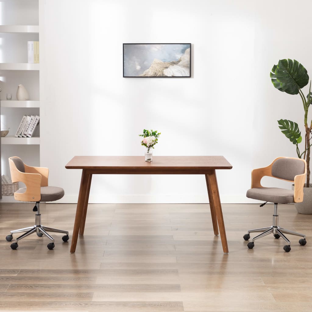 vidaXL Eetkamerstoel draaibaar gebogen hout en kunstleer zwart