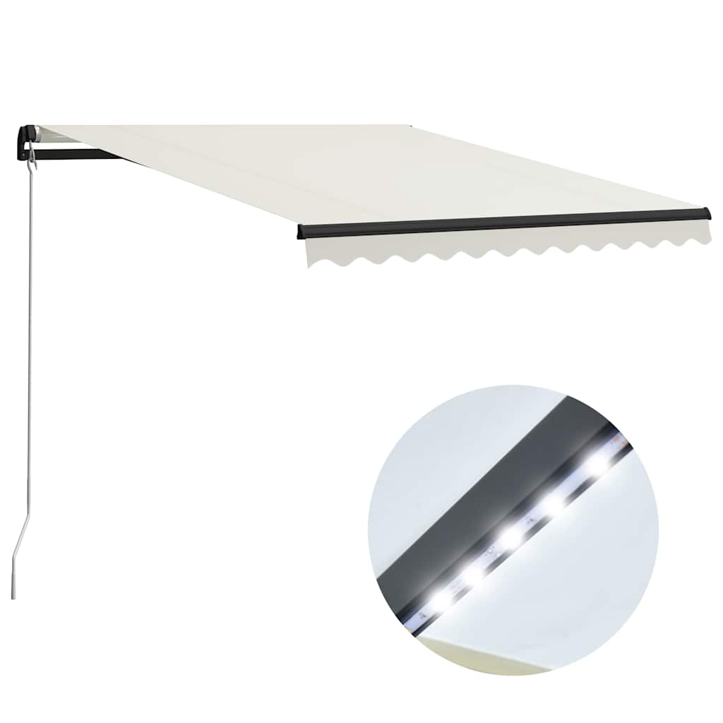 vidaXL Luifel handmatig uittrekbaar met LED 300x250 cm antraciet