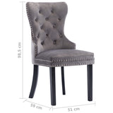 vidaXL Eetkamerstoelen 2 st fluweel grijs