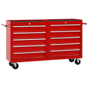 vidaXL Gereedschapswagen met 10 lades staal rood