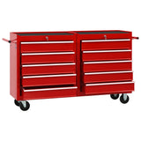 vidaXL Gereedschapswagen met 10 lades staal rood
