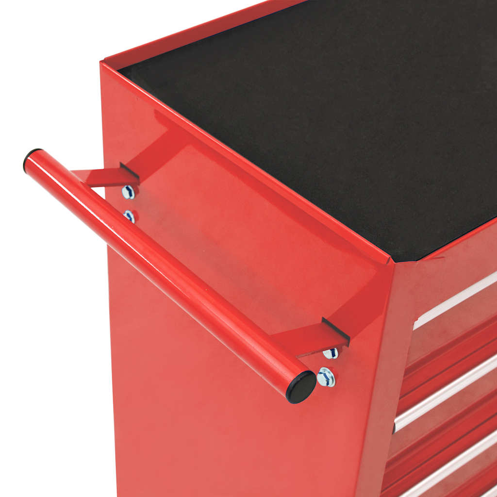 vidaXL Gereedschapswagen met 10 lades staal rood